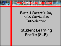 F.3 Parent's Day NSS Curriculum Introduction  Student Learning Profile