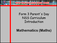 F.3 Parent's Day NSS Curriculum Introduction  Mathematics